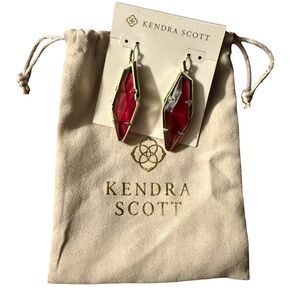 Kendra Scott Faceted‎ Red Stone Drop Earrings – Gold Tone